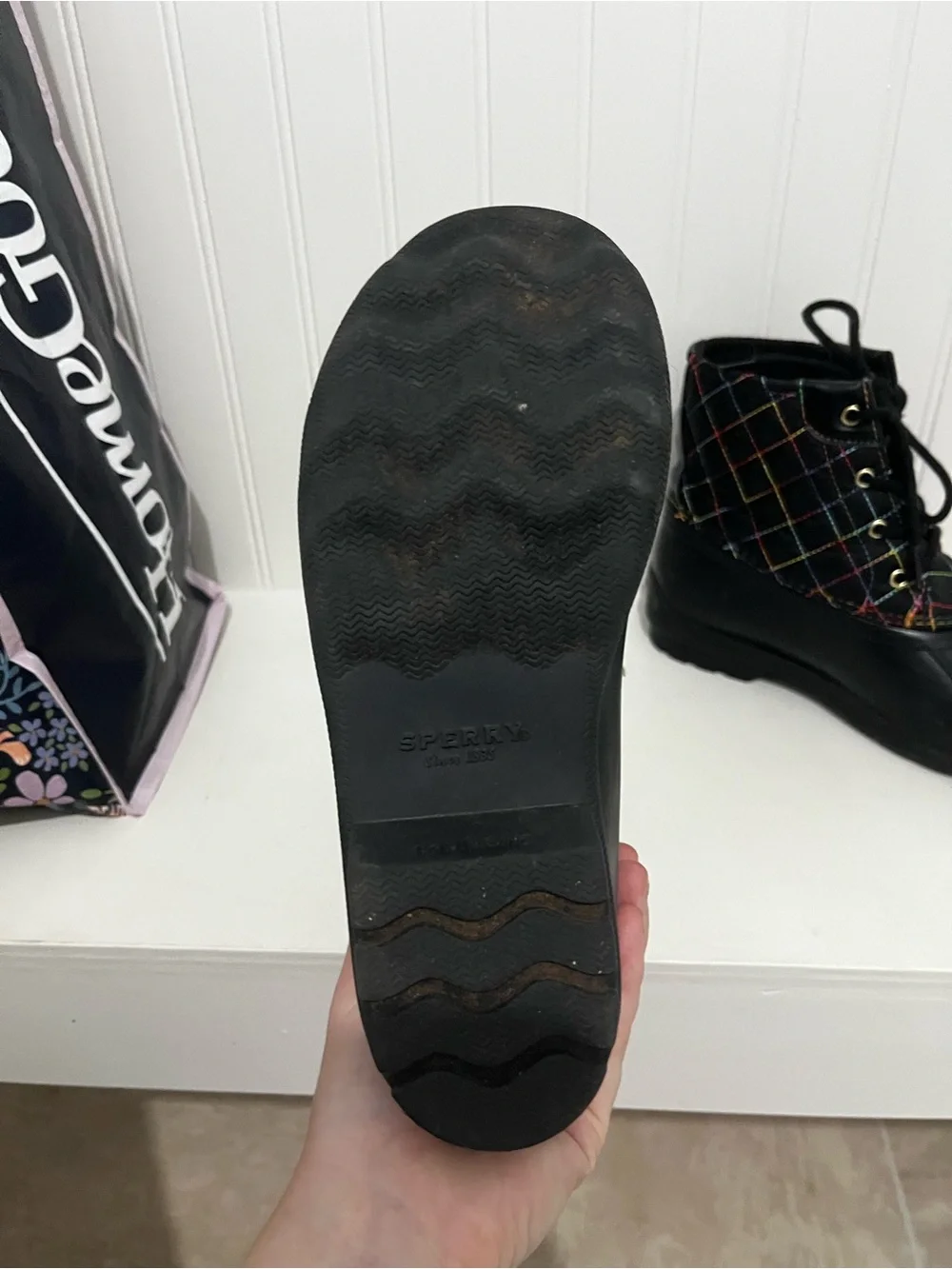Sperry Black Quilted Kids Lace-Up Rain & Snow Boots